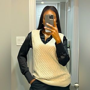 Beige V-neck sweater vest in size S